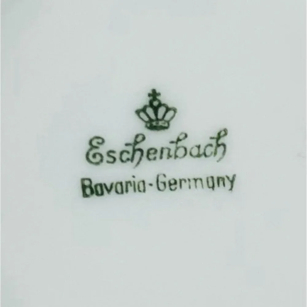 Eschenbach Bavaria Germany Moss Rose Demitasse Teacup Saucers Cream and Sugar